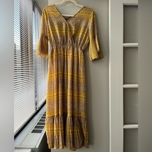 Fall Yellow Patterned Women's Dress